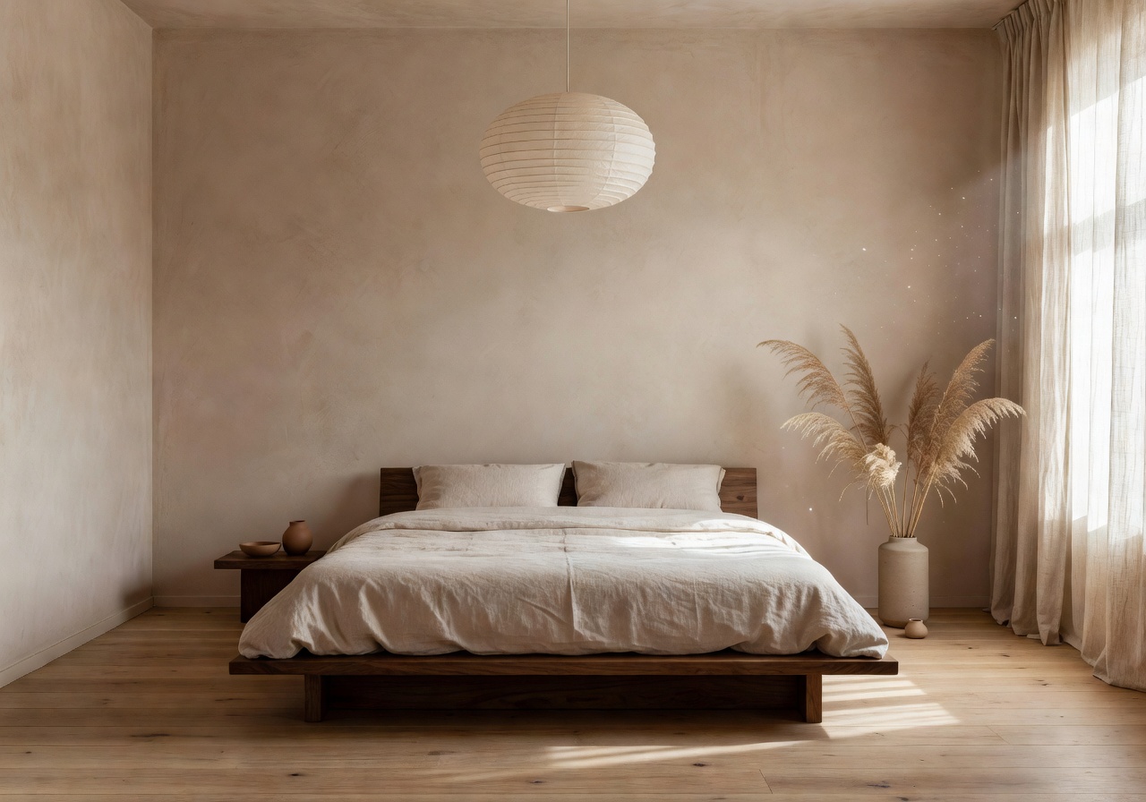 Calm Japandi bedroom after a DecorAI AI room redesign