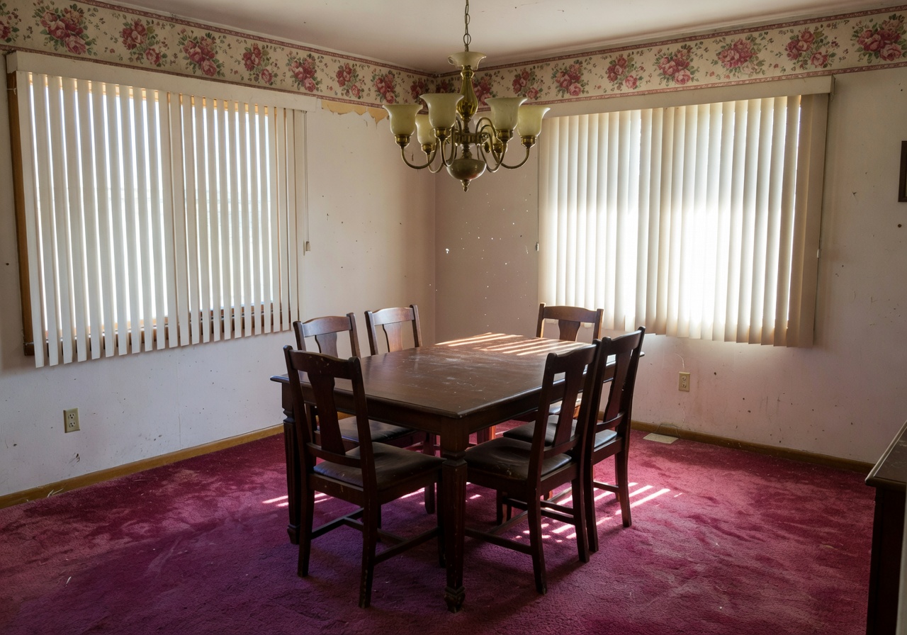 Dated dining room before a DecorAI AI interior design refresh