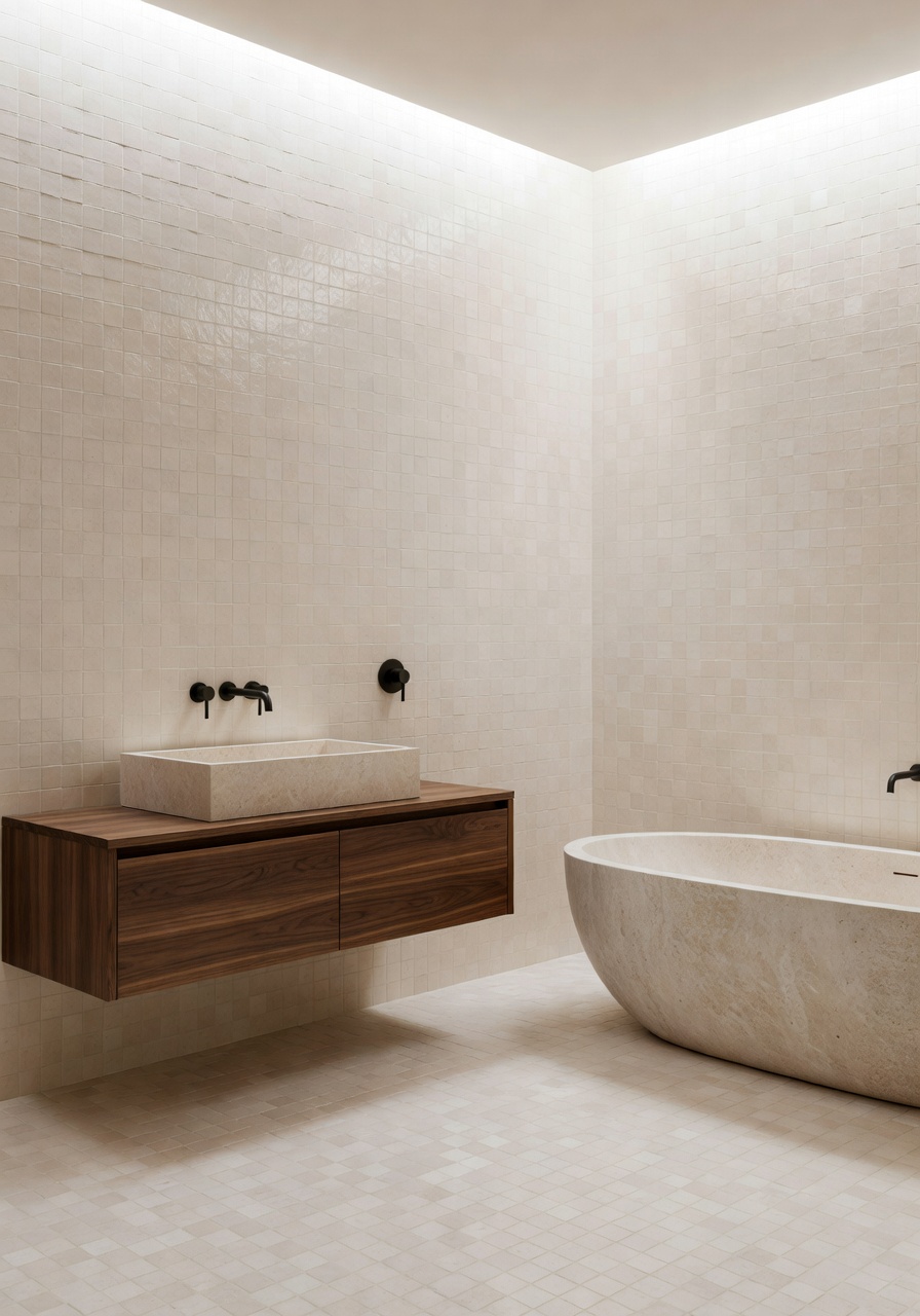 AI bathroom remodel rendered by the DecorAI AI home design app