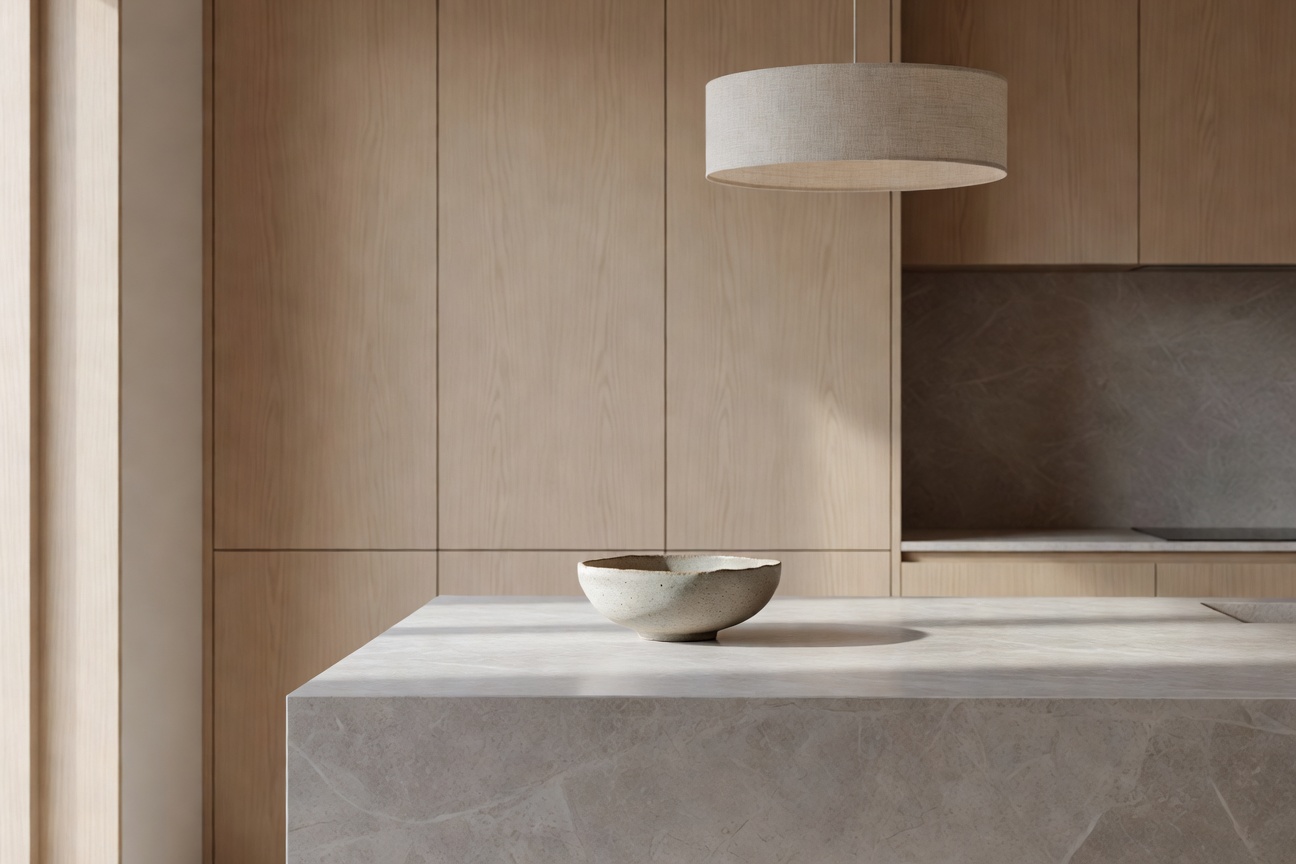 Japandi kitchen AI room makeover rendered by the DecorAI interior design app